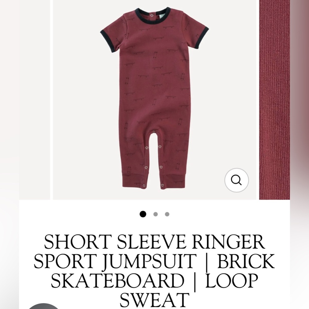 Short sleeve ringer jumpsuit little Liam Kate Quinn skateboard organic cotton